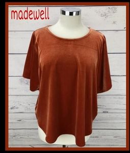 FINAL SALE Madewell Orange Velvet Butterfly Top Blouse Shirt